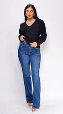 Belva Blue Dark Wash Straight Leg Denim Jeans