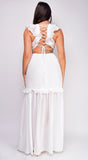 Behati White Ruffle Maxi Dress