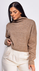 Surya Brown Marl Knit Mock Neck Sweater Top