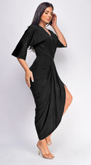 Zelia Venetian Midi Dress - Black