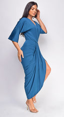 Zelia Venetian Midi Dress - Teal Blue