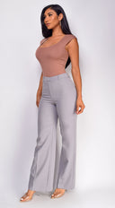 Cajsa Twill Straight Leg Pants - Gray