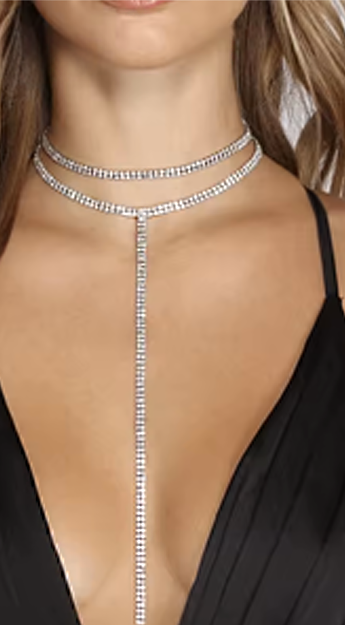 Shine On Me Double Layered Choker Necklace - Silver