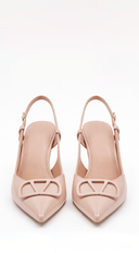 Paulina Sling back Kitten Heel in Beige side profile view
