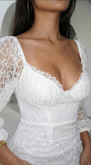 Nerano Lace Ruffle Asymmetric Mini Dress - White