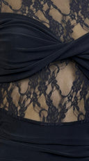 Isadora Lace Sash Mini Dress - Black