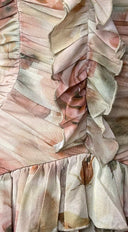 Sorrento Garden Floral Off Shoulder Ruffle Mini Dress - Beige Multi