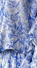 Bahama Floral Off Shoulder Ruffle Mini Dress - Blue