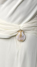 Aurevia Drape Seashell Slit Maxi Dress - Off White