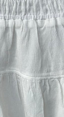 Calypsea Crinkle Gauze Tiered Mini Skort - White