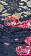 Cerelise Floral Lace Ruched Maxi Dress - Navy Blue