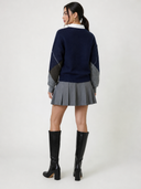 Noxley Argyle V Neck Long Sleeve Sweater - Navy