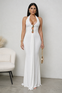 Zalyra Halter Cutout Maxi Dress - White