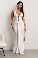 Zalyra Halter Cutout Maxi Dress - White