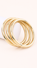 Zaral Polished 3 Piece Bangle Bracelet Set - Gold