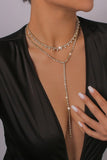 All The Layers Rhinestone Chain Double Layer Necklace