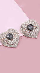 Elegance Rhinestone Heart Earrings - Gold