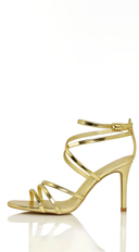 Annabella Strappy Heel in Gold side profile view