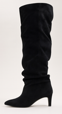 Sovana Suede Ruched Boots in Black front view pair