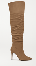 Elan Over Knee High Heel Boots in Taupe front view pair