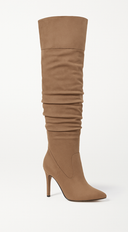 Elan Over Knee High Heel Boots in Taupe side profile view