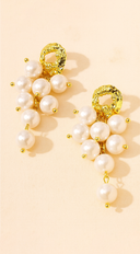 Raya Pearl Earrings in Gold close-up detail shot