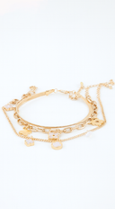 Kaya Multi Clover Charm Chain Bracelet in Gold close-up detail shot