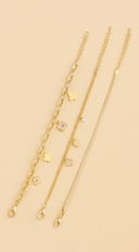Kaya Multi Clover Charm Chain Bracelet flat lay product shot