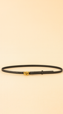 Naya Metal Buckle Faux Leather Belt in Black side profile view