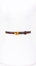 Naya Metal Buckle Faux Leather Belt in Brown side profile view