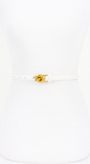 Naya Metal Buckle Faux Leather Belt in White side profile view