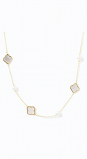 Mina Mother Of Pearl Quatrefoil Necklace in Gold close-up detail shot
