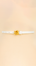 Naya Metal Buckle Faux Leather Belt in White front view product shot