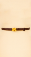 Naya Metal Buckle Faux Leather Belt in Brown front view product shot