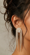 Glamour Rhinestone Cascade Earrings - Gold