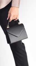 Silja Faux Leather Handbag in Black front view product shot