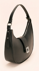 Izzy Faux Leather Hobo Bag - Black