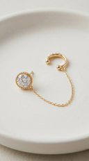 Eli Rhinestone Stud Chain Link Cuff Earrings - Gold