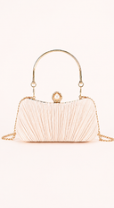 Val Pleated Evening Clutch - Nude