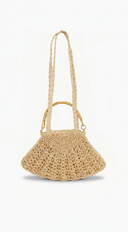 Yema Faux Straw Bamboo Handle Bag - Ivory