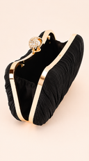 Val Pleated Evening Clutch - Black