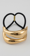 Elegant Gold Toned Double Half Loop Hair Tie - Gold
