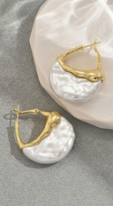 Serene Pearl Hoop Earrings - Gold