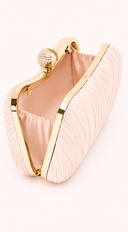 Val Pleated Evening Clutch - Nude
