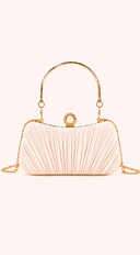 Val Pleated Evening Clutch - Nude