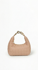Lux Quilted Faux Leather Hobo Bag - Nude