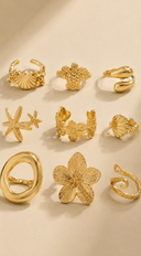 Marina Seashell 9 Piece Ring Set - Gold