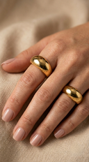 Lustre Dome Duo 2 piece Ring Set - Gold