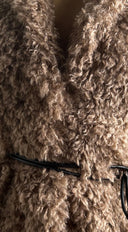 Avyra Belted Faux Fur Vest - Taupe Brown