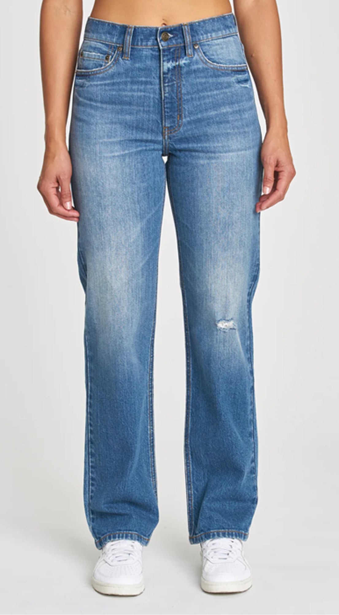 Vanette Blue Distressed Straight Leg Denim Jeans